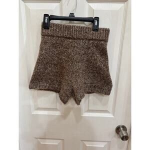 ZARA Knit Shorts Women’s Small Brown Textured Pull On Cozy Lounge Casual Style